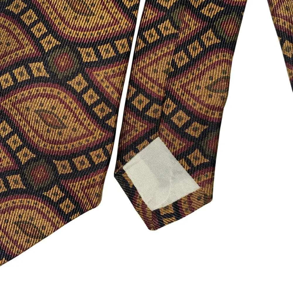 Brooks Brothers Makers Mens Tie Black With Brown Pattern Silk USA